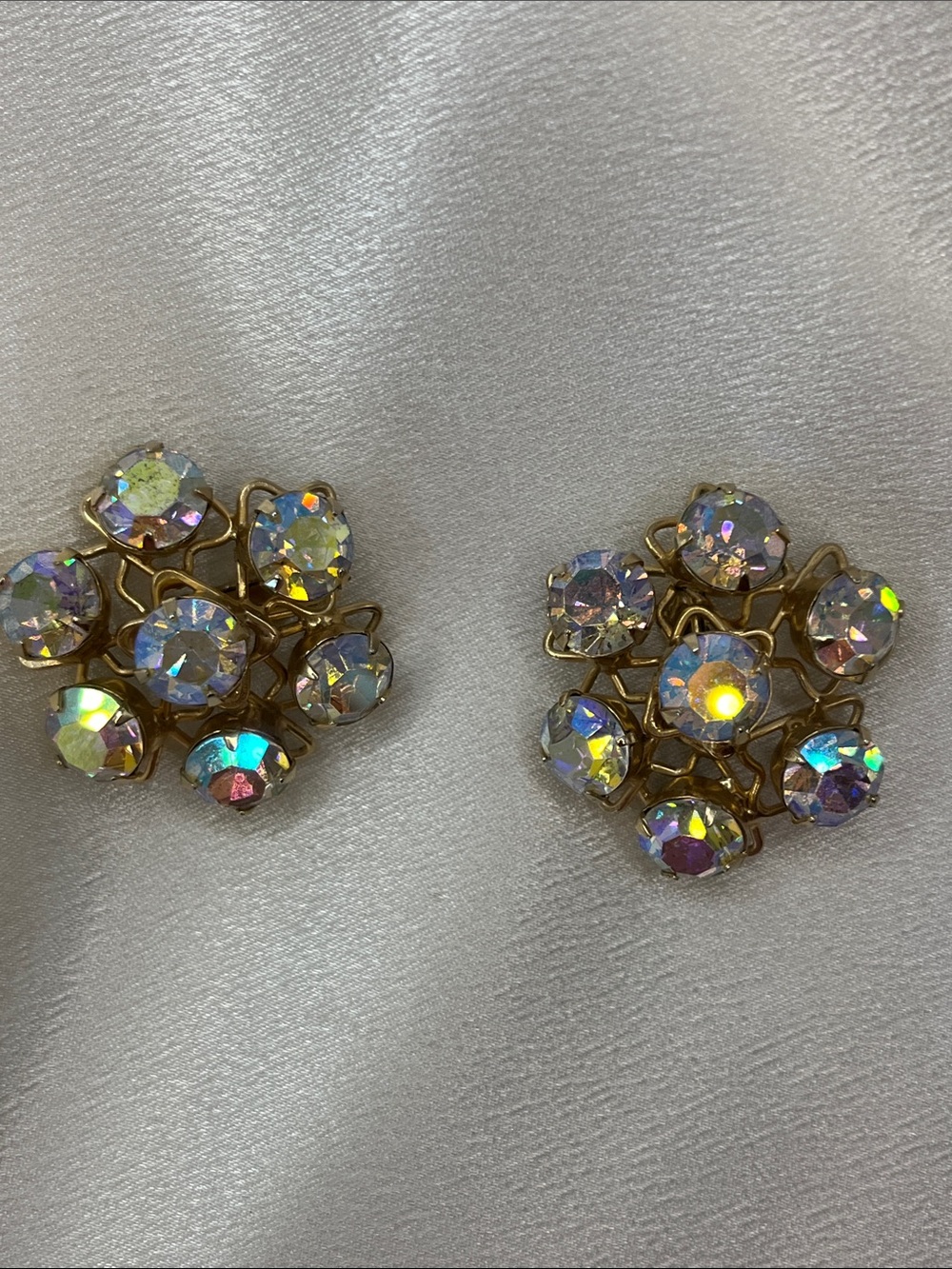 Vogue signed Crystal/AB Cluster- Intricate Gold Toned setting